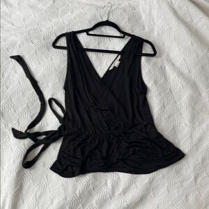 Diane Von Furstenberg Black Sleeveless Wrap Camisole
